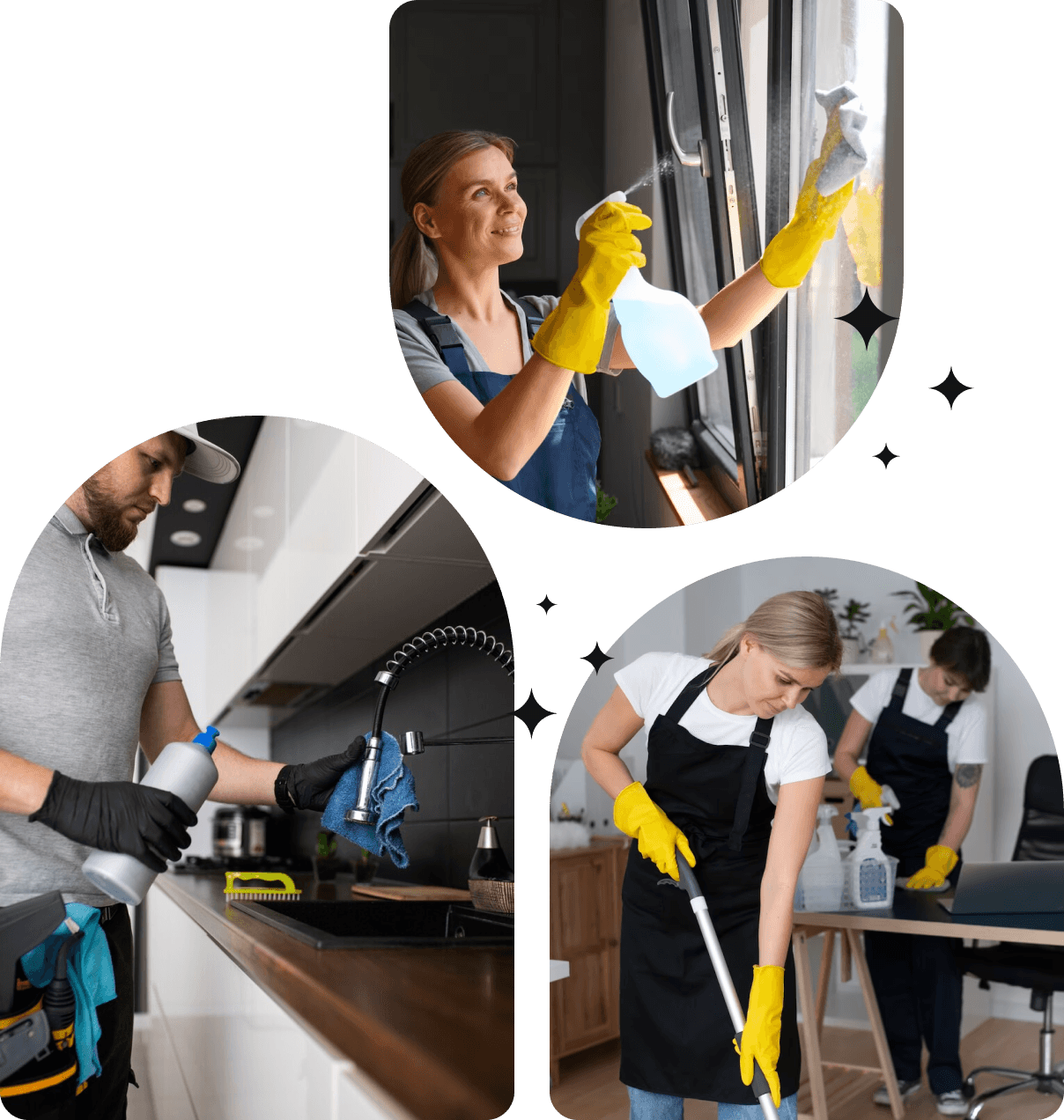 three pictures of how cleaning services
